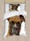 ABAKUHAUS Boxer-Hund Bettbezugs Set für Einzelbetten, Rassehund Vorderansicht, Milbensicher Allergiker geeignet mit Kissenbezug, 130 x 200 cm, Dunkelbraun