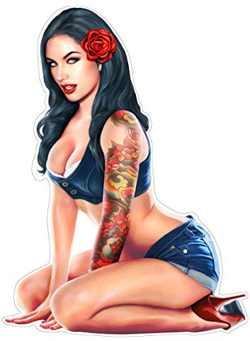 Pinup Aufkleber Black Rose Schönheit Girl Sticker Nose Art Tattoos