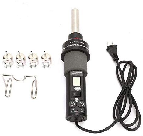 Einstellbare Heißluftpistole, LCD elektronische Heißluftpistole, 220V 450W LCD Einstellbare elektronische Wärme Heißluftpistole Entlöten Lötstation IC SMD BGA mit 4 x Düsen und 1 x Halterung(EU)