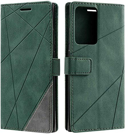 SONWO Hülle für Samsung Galaxy Note 20 Ultra, Premium Leder PU Handyhülle Flip Case Wallet Silikon Bumper Schutzhülle Klapphülle für Galaxy Note 20 Ultra, Grün