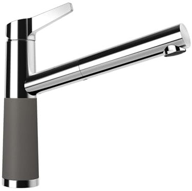 Schock Küchenarmatur SC-510 Silverstone Niederdruck Armatur CRISTADUR mit ausziehbarer Schlauch-Brause und Standard Norm-Anschlüssen