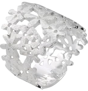 SILBERMOOS Damen Motiv Ring Blumen Blüten Ornament Blumenwiese breit Sterling Silber 925