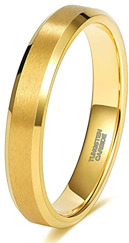 Zakk Ringe Herren Damen Gold Wolframcarbid Gebürstet Verlobungsringe Eheringe Partnerringe Trauringe 4mm 6mm 8mm (4mm,51 (16.2))