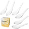 Albedel 6 pcs Asia Porcelain Soup Spoon Ceramic Rice Spoons Chinese Won Ton Spoons for Home Kitchen Restaurant White