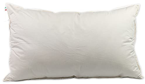 FILLsoft Kissen für Bett aus Wolle, Bezug aus GOTS-zertifizierter Perkal-Baumwolle, 100 % unbehandelte Naturfaser, Kissen mit Füllung aus weicher, gekämmter Wolle, feuchtigkeitsregulierend.