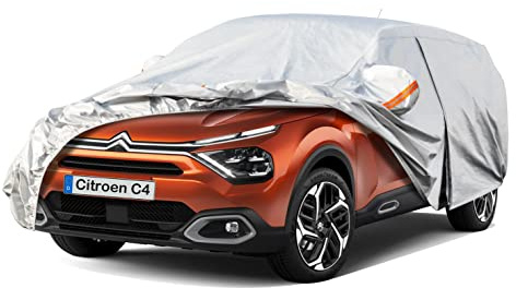 Kayme Autoabdeckung Wasserdicht Atmungsaktiv Passend für 2004-2024 Citroen C4 (Nicht geeignet für Picasso und Aircross), Vollgarage Autoplane für Regen Sonne Staub Schutz (3-7 Tage liefern)