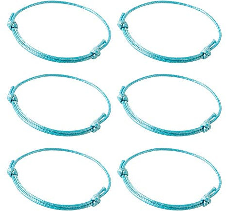 PandaHall 50pcs Korean Waxed Polyester Cord Bracelets Adjustable Friendship Cord Bracelets Handmade Braided Cord Protection Bracelets Lucky Bracelets for Women Girls, Sky Blue