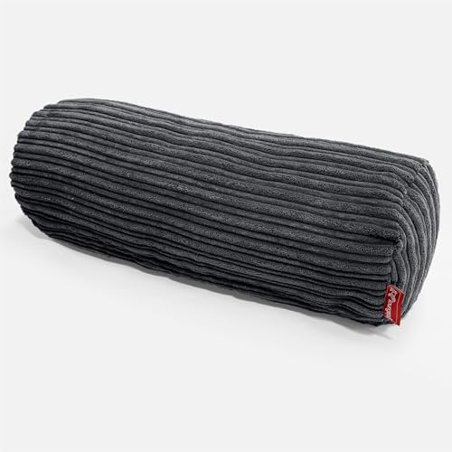 Lounge Pug Nackenrolle Kissen 20 x 55cm Cord Schwarz Zierkissen Sofakissen Dekokissen