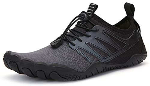 AUXDIQ Schwimmschuhe Badeschuhe Aquaschuhe Surfschuhe Wasserschuhe Strandschuhe Barfuß Schnell Trocknend für Damen Herren, Schwarz, 41 EU