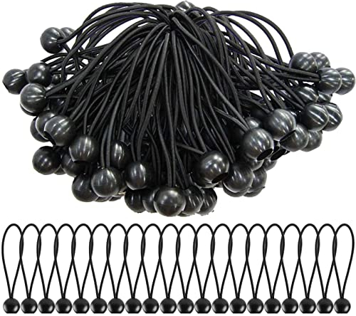 30 Stück Bungee-Schnüre Lange Schlaufe Normale Ball-Spanngurte Bungie-Schnur Set mit Bällen elastische Bänder, Bungy-Schnüre, Bälle für Planen,Festzelte,Banner,Flaggenstangen, Campingplane, schwarz