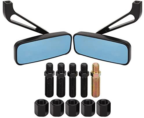 1 Paar Motorrad-Rückspiegel, KIMISS 8MM-10MM Motorrad-Bobber-Spiegel, Blaue Spiegelreflektoren, Universeller Ersatz für CB1000R CB1300 CBF600