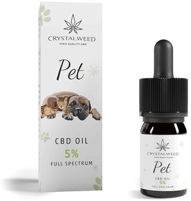Crystalweed Olio di CBD Pet 5% Made in Italy - Olio Calmante e Rilassante per Cani e Gatti Certificato - Olio CBD per Cani e Animali Domestici - CBD Olio di Canapa Gocce Rilassanti