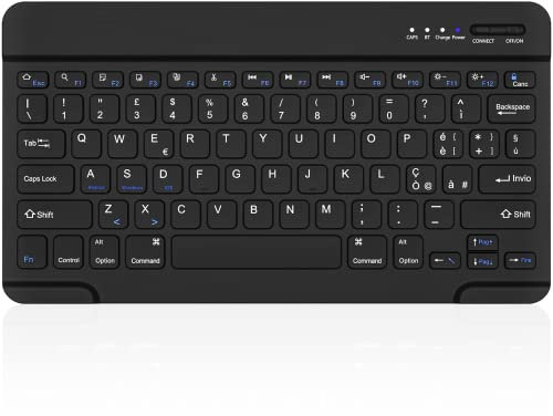 HZD Tastiera Wireless Bluetooth, Rechargeable Tastiera Universale Ultra Sottile per Tablet, Piccola Tastiera Wireless per Tablet Samsung/IOS/Android/Windows/Telefoni, Layout Italiano QWERTY