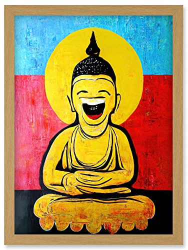 Doppelganger33 LTD Happy Buddha Fun Acrylic Wall Art Print Artwork Framed Wall Art Print A4