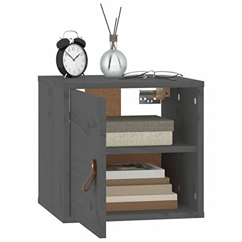 Tidyard Wandschrank Hängeschrank Wandregal Bücherregal Badschrank Schrank Aktenschrank Oberschrank Massivholz Kiefer Grau 31,5x30x30 cm