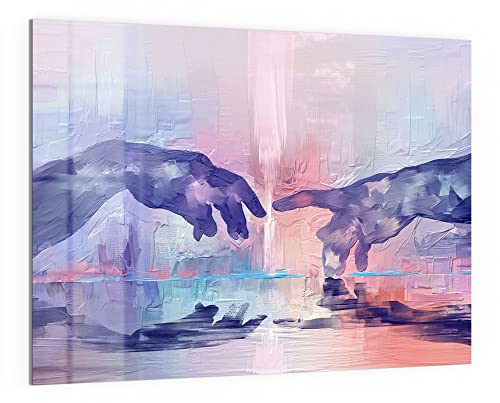 DEQORI Glas-Magnettafel | 120x90 cm groß | Motiv Abstrakte, berühmte Hände | Memo-Board aus Glas | Magnetboard inkl. Magnete, Stift & Tuch für Küche & Büro | Tafel magnetisch & beschreibbar
