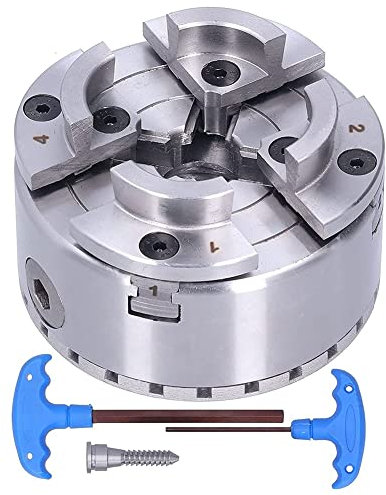Oniissy 4-Backen Drehfutter 100mm Selbstzentrierendes Drehfutter 2500rpm Holzbearbeitung 4 Zoll Holzdrehfutter M33 Gewinde Mini-Drehfutter für Drehmaschinen Drechselbank