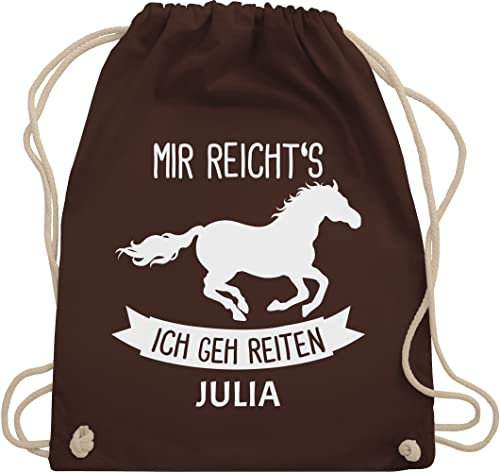 Turnbeutel Rucksack - Pferd Pferde - Mir reichts ich geh reiten - Unisize - Braun - tasche zum reit sachen für mädchen pferden gehe beutel pferderucksäcke pferdemotiv reicht s stoffbeutel