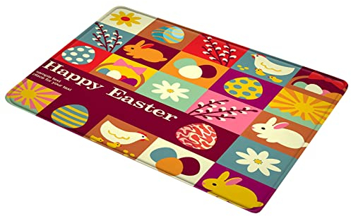 Ostern Fußmatte Osterhase Türmatte 50x80 cm Fussmatte für außen & innen Deko Antirutsch Fußabtreter für Haustür Eingangsmatte Schmutzfangmatte Frühlingsdeko
