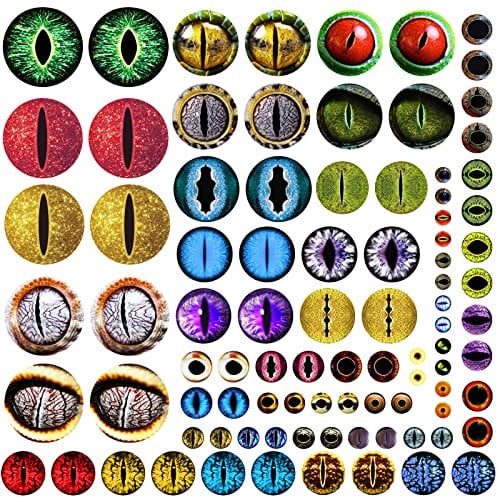 100PCS 30/25/20/16/12/8/6mm Assorted Mixed Size Eyes Glass Cabochon for Clay Doll Making Sculptures Props Craft DIY Findings Jewelry Making