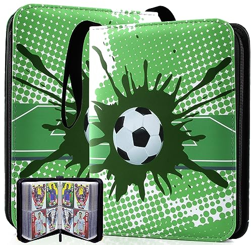 Pocket Basketball Karten Binder, Fußball Karten Ordner, Sammelkarten Album Fussball, Karten Sammelmappe Sammelkarten Aufbewahrungsalben & Hüllen mit 60Seiten Hüllen 480 Karten Kapazität (green)