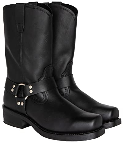 Crazynekos Stivali da cowboy da uomo classici Western Cowboy a punta quadrata ricamati, Nero , 39 1/3 EU