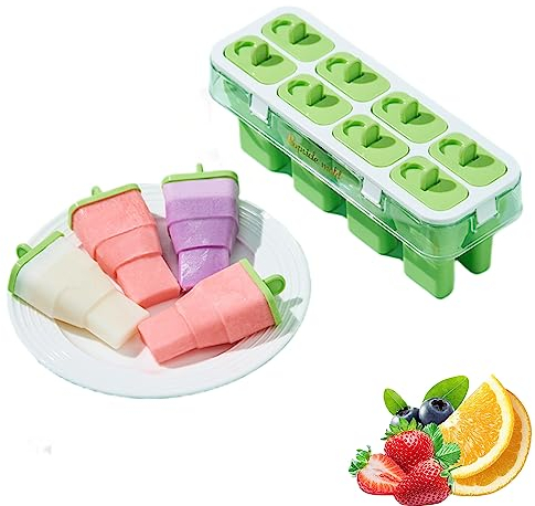 Eis Am Stiel-Formen,Tootesa 8-Teilige Zusammenklappbare Eisförmchen,Silikon Eisformen Wiederverwendbar Popsicle Formen,Eis am Stiel BPA Frei