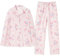 WANHONGYUE Kawaii Cartoon Ensemble de Pyjama Femme Fille Manches Longues Chemise et Pantalon Long 2 Pièces Vêtements de Nuit Idéal pour Printemps et Été Rose-1 M