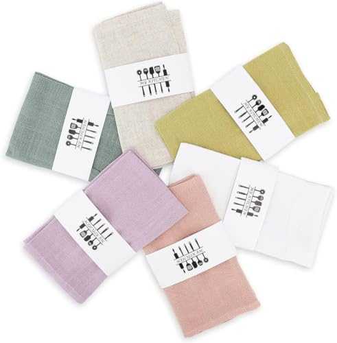 Serviette de Table Tissu Vert,Serviettes de Table en Tissu,Lot de 6 Serviettes en Lin Durable,6 Pièces Serviettes en Lin,Serviettes de Table Lavables de Haute Qualité,pour Noël/Mariage/Anniversairede