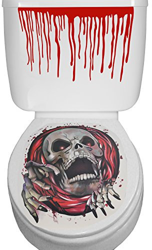 Halloween Toilet Seat Vinyl Sticker Decoration Bathroom Cover Scary Fancy Dress Horror Party Skull