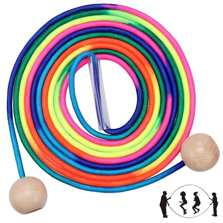 Zocipro 16 FT Long Skipping Rope, Adjustable Double Dutch Jump Rope with Ball Handle, Multiplayer Rainbow Skipping Rope for Outdoor Sport, Party Game, School Activities