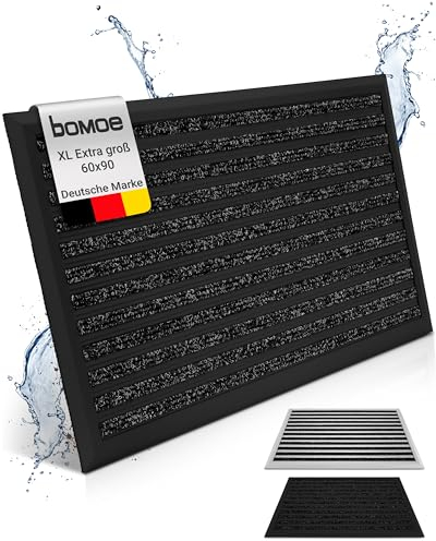bomoe XXL Fußmatte Außen 60x90 cm – rutschfest Rostfrei Fussabtreter Aussenbereich – Outdoor-Fußmatte Eingang Fußabstreifer Außen Gitter Fusmattenteppich Anthrazit – AluGant