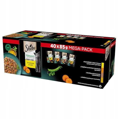 Sheba Nature’s Collection in Gelee Geflügel Variation Multipack 40x85g Katzennassfutter mit Ente, Huhn, Geflügel und Truthahn