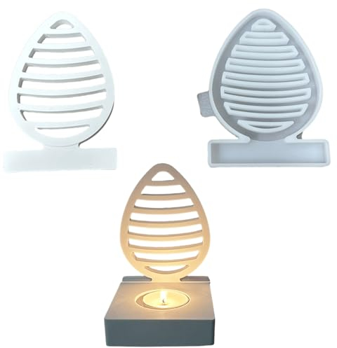 ALEFBET Silikonform Kerzenhalter, Silikon Gießform Ostern Hase, Silikonformen Gießformen Kerzenhalter Ostern, Gipsformen zum Gießen Osterhase (Einsatz - Osterei)