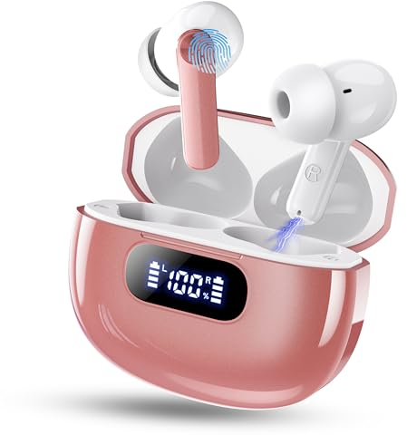 Wekily Cuffie Bluetooth, 2025 Auricolari Bluetooth 5.3 Driver Dinamico HiFi Stereo, 4 ENC Mic Cancellazione Rumore Cuffiette in Ear, 48Ore Cuffie Wireless, IP7 Impermeabile, 4g Mini Cuffie Senza Fili