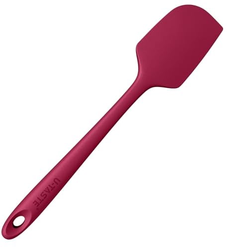 U-Taste Large Silicone Spatula: 250℃ Heat Resistant Non-Stick Flexible Seamless Scraper, Baking Cooking Silicon Kitchen Utensil with Nylon Core for Mixing Stirring Scraping (29cm, Red)