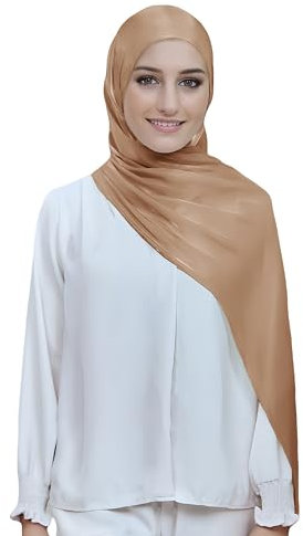 Lina & Lily Damen Hijab Kopftuch Schal mit Glanz-Schimmer Für Muslimische Frauen (Bronze)