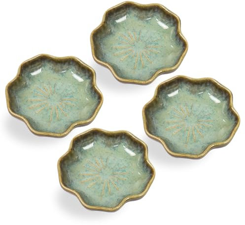 Dmnnlp Lot de 4 petits bols pour sauces, plats à sauce soja en céramique de 11 cm, pour sauces, collations, soja, desserts, plats d'accompagnement, plats à salade (vert)