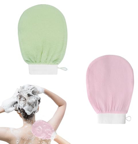 2 Stück Exfoliating Gloves,Peeling Handschuhe,Peelinghandschuh Körper Gesicht Peeling,exfoliate gloves Hamam Handschuh für Body Scrub Eingewachsene HaareKörper Abgestorbene