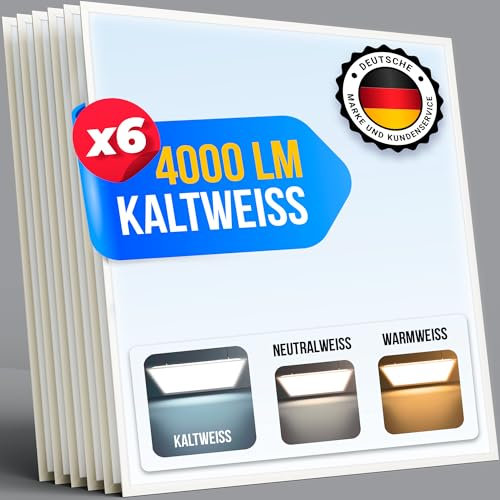 FRESH LED Panel 62x62 Deckenlampe | 4000 lm inkl. Netzteil | Deckenpanel | Flickerfrei Einbau Büro Deckenleuchte | Bürolampe | Kaltweiß 6.500 Kelvin