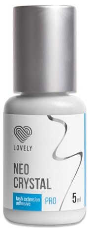 LOVELY NEO Crystal Colle à cils transparente pour cils colorés, temps de séchage : 1 seconde & 8 semaines d'adhérence – Colle pour extensions de cils convient pour les studios et les applications