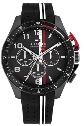 Tommy Hilfiger Chronograph Quarz Uhrfür Herren mit Schwarzes Silikonarmband - 1792168