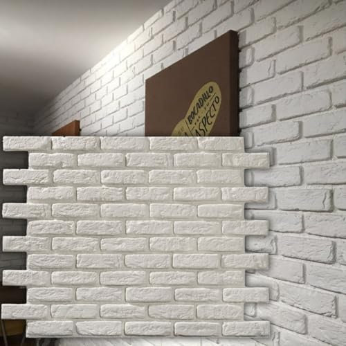 Bricopol Paneles Decorativos Para Pared | Panel Acústico 3D | Revestimiento Paredes Sin Obras | Ignífugos Térmico Aislante | Acabado Hiperrealista | Interior y Exterior | Imitación Ladrillo U. Blanco
