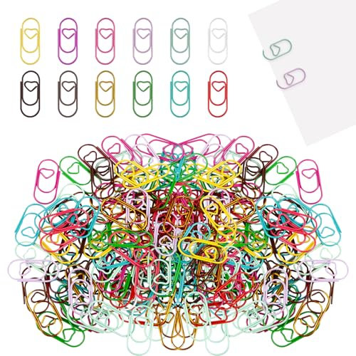 Büroklammern Bunt, 100 Stück 29 mm Briefklammern Set, Metall Paper Clips, Papierklammern Herz, Mini-Büroklammer, Schreibtisch Zubehör für Bürobedarf & Schreibwaren Postkarten Dateien