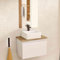 BELLOBATH - Mueble Baño Suspendido con Lavabo de Cerámica Cuadrado y Espejo, Mueble Baño con Lavabo Montado con 1 Cajón, 49,5 x 32 x 30 cm, Mueble Blanco/Roble