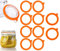 10 Pack Silicone Jar Gaskets Seals Replacement (95mm OD/70mm ID) for Food Storage & Canning Jars - Thick 3.5mm Orange Rubber Gaskets