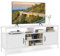 COSTWAY TV Stand Cabinet for 65 Inch TVs, Wooden Media Entertainment Center with 2 Doors and Adjustable Storage Shelf, 147cm Industrial TV Unit Console Table for Living Room Bedroom (White)