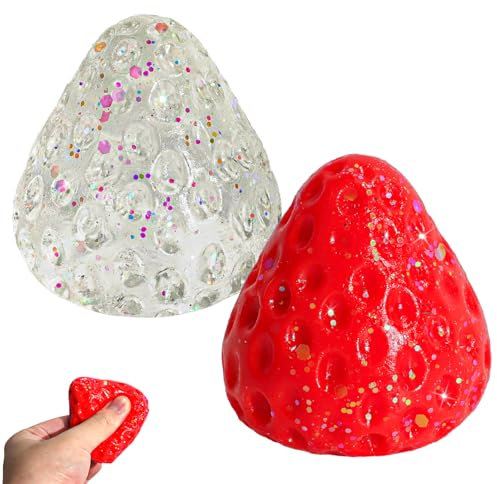 TYFYH 2 piezas Taba Squishy, fresa Squishy, juguete antiestrés, juguete para apretar fresa para niños y adultos