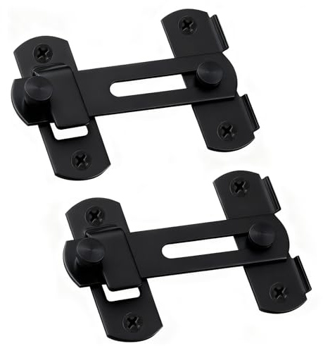 2 Stück Edelstahl Flip Riegel Riegelschloss mit Schrauben,Garage Sicherheit Tor Verschluss Edelstahl-Türriegel 180° Drehung 4 Inch für Tür Fenster Badezimmer Schlafzimmer Schiebetür Schrank (Schwarz)