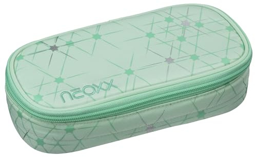 neoxx - Jump Schlamperbox Mintastic - Recycelte PET-Flaschen, Hauptfach mit Reißverschluss, 10 Stifteschlaufen, Sichtfenster - Schulbedarf für Kinder